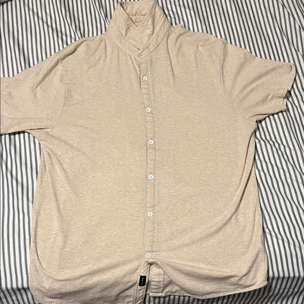 Kenneth Cole Light Beige Casual Button Down Shirt